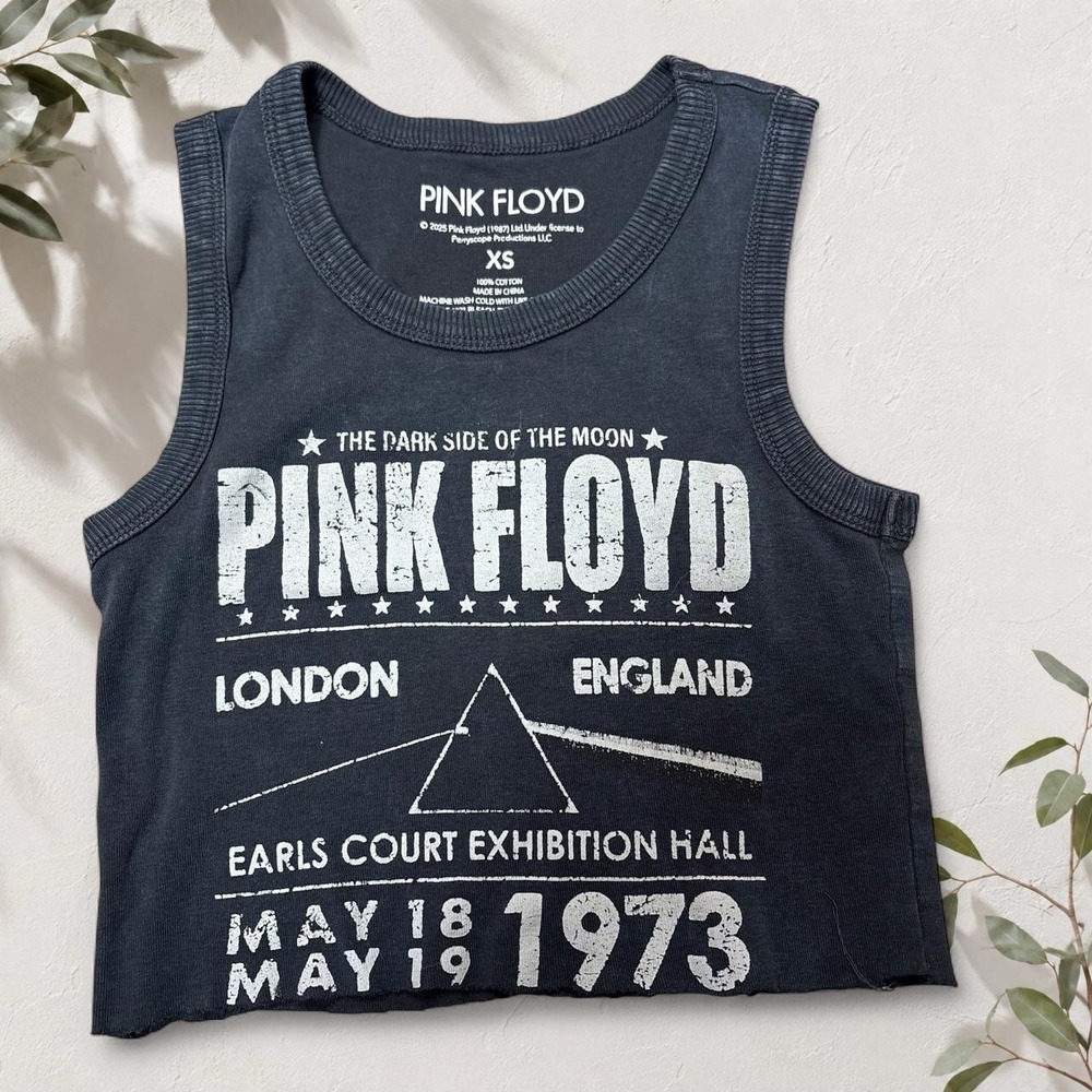 Pink Floyd Dark Side of the Moon 1973 Graphic Tank Top Black XS Distressed